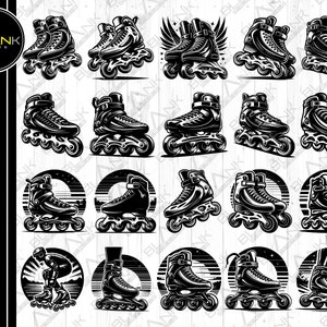 Rollschuhe Bundle svg png jpeg eps dxf bündeln Kontur Cricut Clipart kommerzielle Nutzung benutzerdefinierte Rollerblades Silhouette Vektor svg bündeln