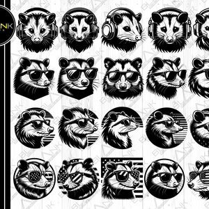 opossum bundle svg png jpeg eps dxf vector bundle silhouette cricut commercial use custom possum usa sunglasses possum headphones svg