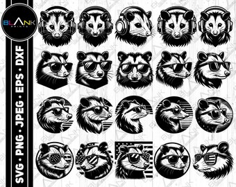Opossum Vector Bundle: Sunglasses, Headphones (svg, png, jpg, eps, dxf)