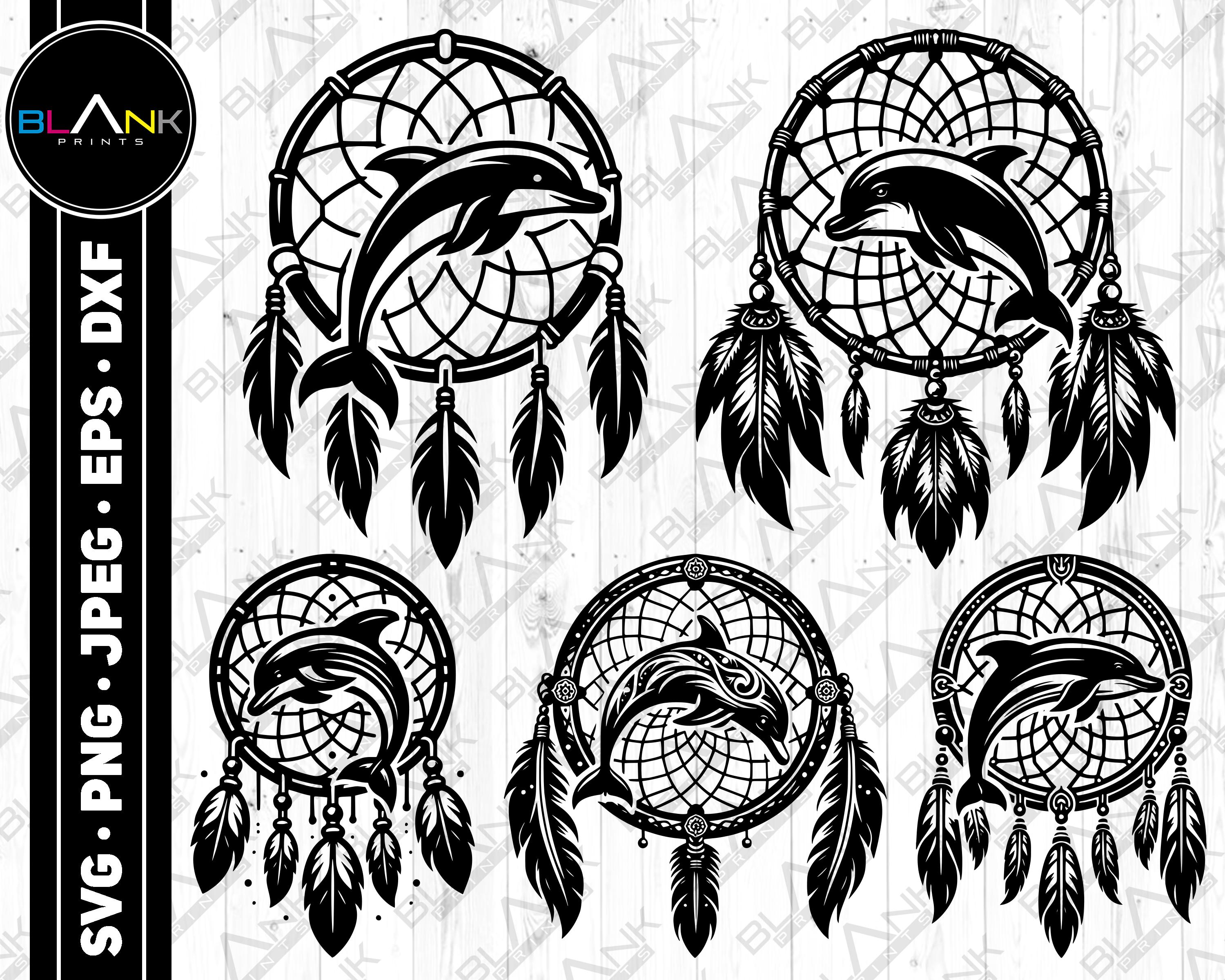 Dolphin Dreamcatcher Vector Art Bundle (svg, Png, Jpg, Eps, Dxf