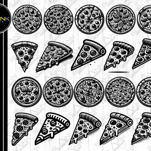 pizza bundle svg png jpeg eps dxf vector bundle silhouette cricut commercial use custom pizza food bundle