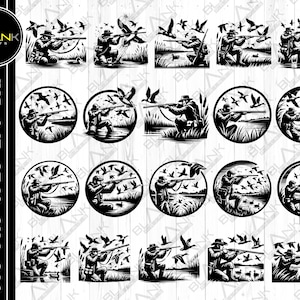 Lot de vecteurs de chasse au canard : clipart silhouette (téléchargement numérique)