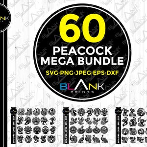 peacock mega bundle svg png jpeg eps dxf engrave silhouette clipart cricut laser vector commercial use custom peacock animal bird peacock