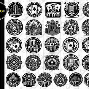 casino bundel svg png jpeg eps dxf graveren silhouet clipart cricut laser vector commercieel gebruik aangepaste casino poker chips speelkaarten svg