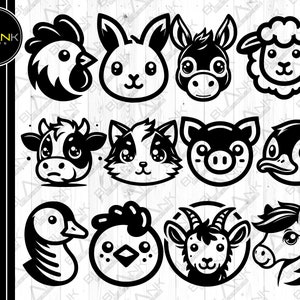 farm animals bundle svg png jpeg eps dxf bundle silhouette cricut commercial use farm animal hen pig horse chicken cow goat sheep cat goat