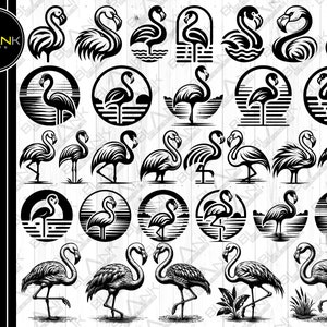 Flamingo SVG Bundle: Tropical Bird Vector Graphics (Digital Download)