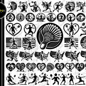 badminton bundle svg png jpeg eps dxf bundle silhouette cricut commercial use custom baminton sports bundle badminton silhouette svg