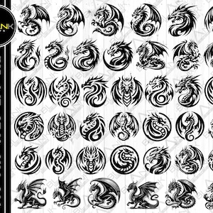 Pacchetto Dragon Vector: file di taglio Cricut e Silhouette (download digitale)