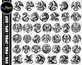 Dragon Vector Bundle, Silhouette Cricut Cut Files (Digital Download)