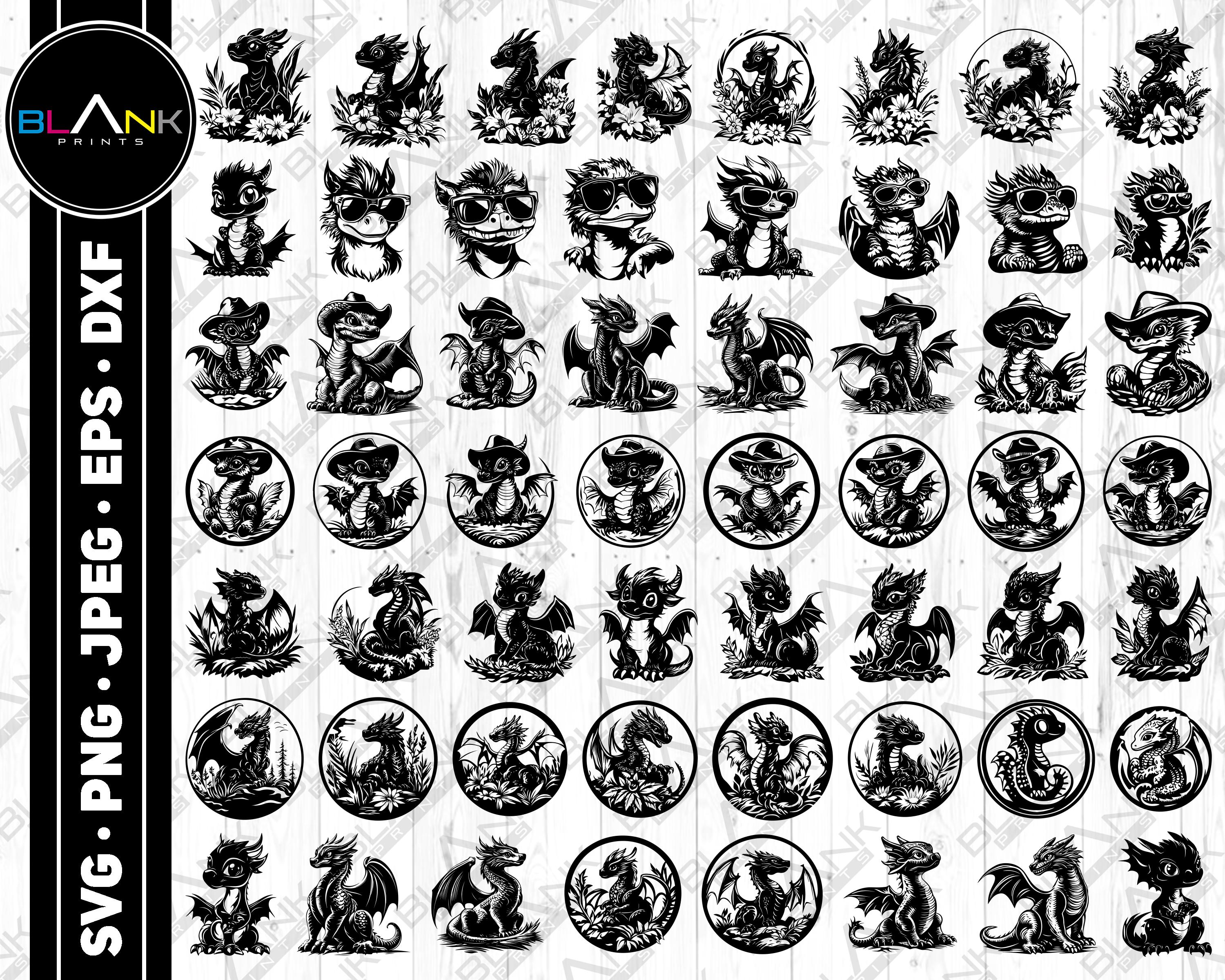 Cute Dragon Bundle Svg Png Jpeg Eps Dxf Bundle Silhouette Clipart ...
