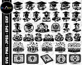 Graduation SVG Bundle, Clipart Vector Graphics (Digital Download)