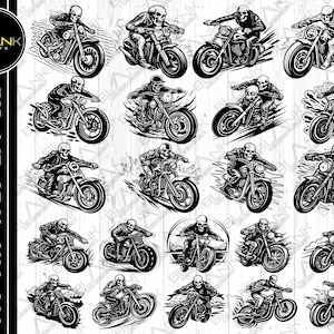 skeleton biker bundle svg png jpeg eps dxf vector bundle silhouette cricut commercial use skeleton motorcycle bundle bike bundle skeleton