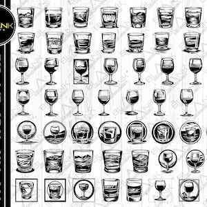 glass of wine and liquor bundle svg png jpeg eps dxf bundle silhouette clipart cricut vector commercial use custom wine liquor alcoholic