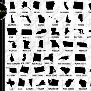USA states map silhouette svg png jpeg eps dxf bundle silhouette cricut commercial use USA states map svg cut files usa map vector