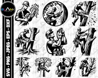 Arborist Tree Cutting Vector Bundle (svg, png, jpeg, eps, dxf)