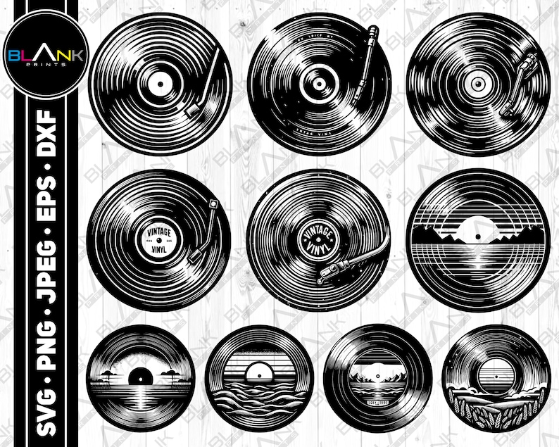 Vintage Vinyl Record SVG Bundle: 90s Music Designs (digital Download ...