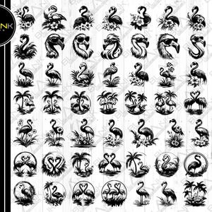 flamingo bundle svg png jpeg eps dxf vector bundle silhouette cricut commercial use custom flamingo sunglasses flamingo flower vector bundle