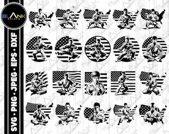 kung fu bundle svg png jpeg eps dxf vector bundle silhouette cricut commercial use custom kung fun usa map flag martial arts bundle svg