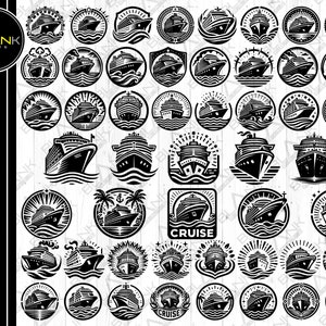 cruise ship bundle svg png jpeg eps dxf bundle silhouette clipart cricut vector commercial use custom cruise ship emblem cruise party bundle