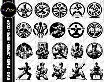 kung fu bundle svg png jpeg eps dxf vector bundle silhouette cricut commercial use custom kung fu emblem martial arts bundle svg
