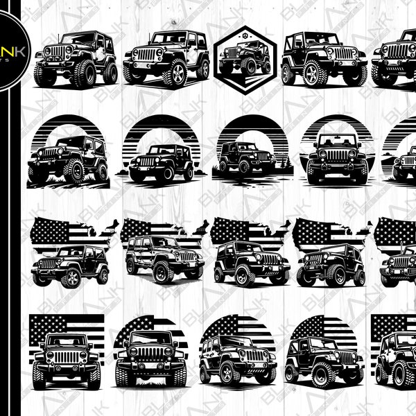jeep bundle svg png jpeg eps dxf bundle silhouette cricut commercial use custom 4x4 jeep off road jeep bundle svg silhouette