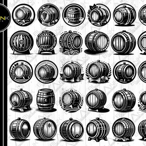wine barrel bundle svg png jpeg eps dxf bundle silhouette clipart cricut vector commercial use custom wine beer liquor barrel bundle svg
