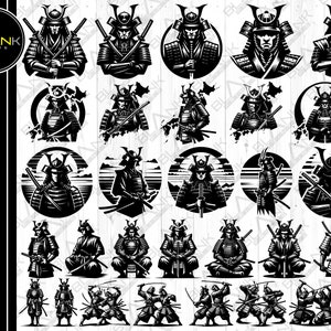 samurai bundle svg png jpeg eps dxf vector bundle silhouette cricut commercial use custom japanese samurai warrior samurai svg