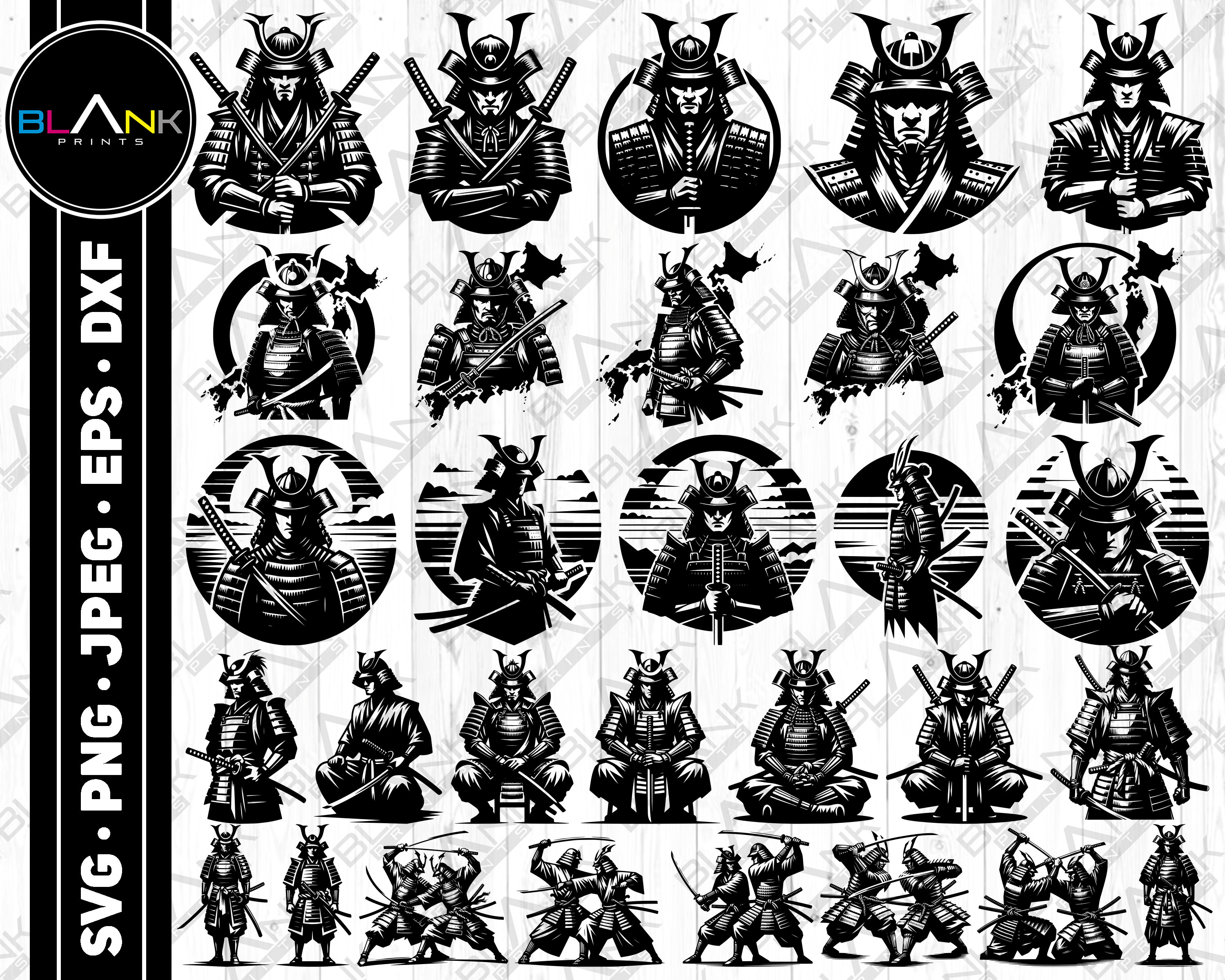 Samurai Singa Vector Samurai Warrior Vector Bundle (svg, Png, Jpg, Eps, Dxf) - Etsy
