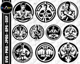 Kung Fu Martial Arts SVG Bundle, Emblem Logo Clipart (Digital Download)