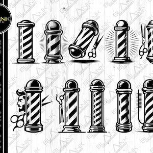 barber pole bundle svg png jpeg eps dxf bundle silhouette clipart cricut vector commercial use custom barber pole barber silhouette barber