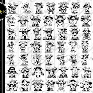cool goat bundle svg png jpeg eps dxf bundle silhouette cricut commercial use goat baseball cap goat sunglasses goat bandana goat in hoodie