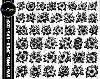 Hibiscus Flower Clipart Bundle: Hawaii Summer SVG PNG (digital Download ...