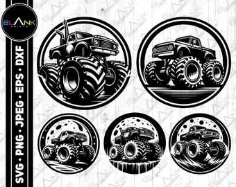 Monster Truck Clipart Bundle (svg, png, eps, dxf) (Digital Download)