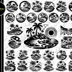 beach bundle svg png jpeg eps dxf bundle silhouette cricut commercial use custom beach scene landscape summer oceans vacation svg bundle