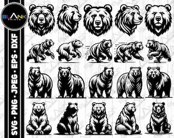 Bear SVG Bundle: Wild Animal Head, Shirt Design (Digital Download)