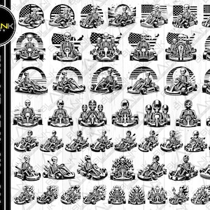 go kart skeleton svg png jpeg eps dxf bundle silhouette cricut commercial use custom go karting sports bundle silhouette go kart skeleton