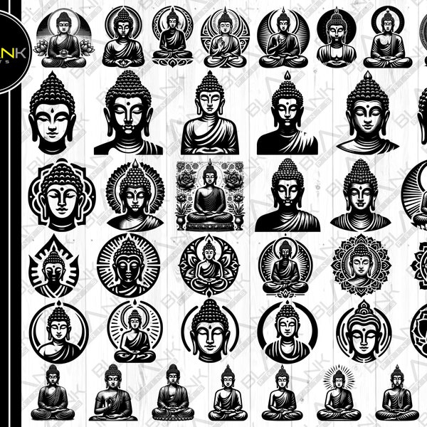 buddha bundle svg png jpeg eps dxf bundle silhouette cricut commercial use buddha bundle buddha head body buddah medidate yoga