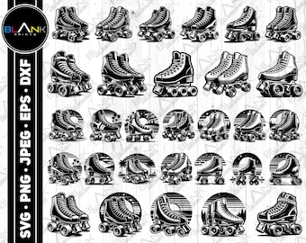 Roller Skates Clipart Bundle, Vector svg, png, eps, dxf (Digital Download)