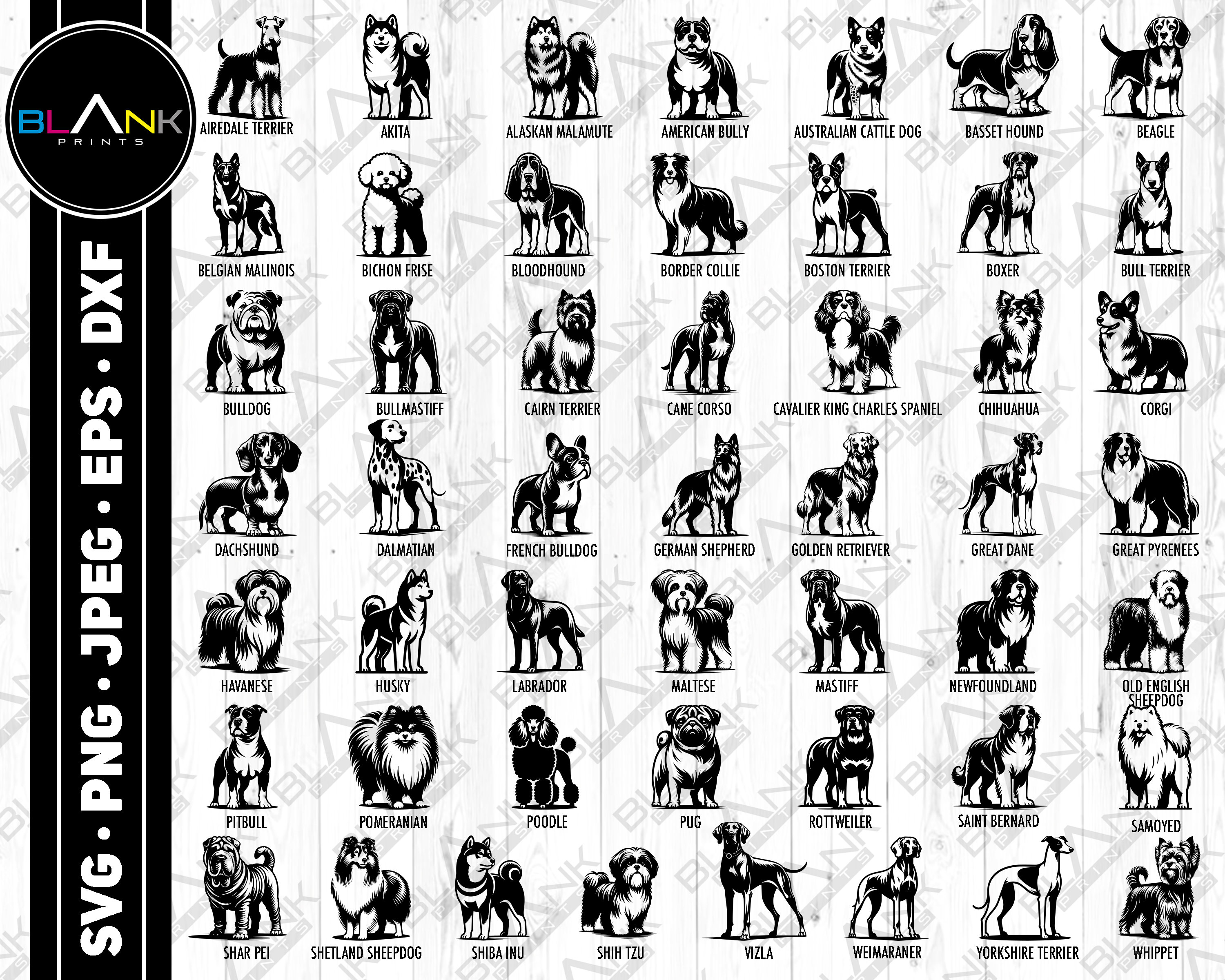 Dog Breeds SVG Bundle: Silhouette Vector Graphics (commercial Use) - Etsy