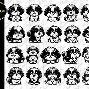 carino shih tzu bundle svg png jpeg eps dxf bundle sagoma clipart cricut vettoriale uso commerciale personalizzato divertente shih tzu taglio cane animale bundle