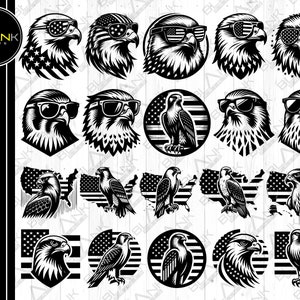 Falke Bundle svg png jpeg eps dxf Silhouette Cricut kommerzielle Nutzung benutzerdefinierte Falke Vogel USA Flagge Karte Tier Bundle svg