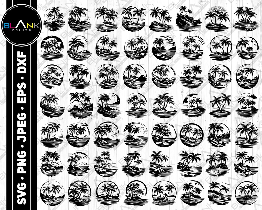 Beach Island Bundle Svg Png Jpeg Eps Dxf Bundle Silhouette Cricut ...