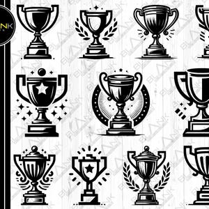 trophy bundle svg png jpg eps dxf bundle silhouette clipart cricut vector commercial use custom trophy svg bundle trophy champion vector svg