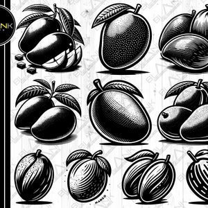 mango bundle svg png jpeg eps dxf bundle silhouette clipart cricut vector commercial use custom mango fruit bundle svg mango vector svg