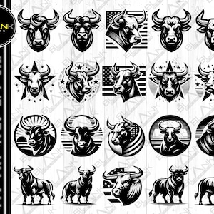 bull bundle svg png jpeg eps dxf bundle silhouette clipart cricut vector commercial use custom bull rodeo animal farm bundle svg