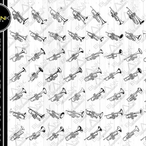 trumpet bundle svg png jpeg eps dxf bundle silhouette clipart cricut vector commercial use custom trumpet music  brass instrument bundle svg