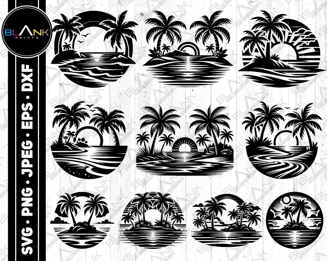 Tropical Beach Clipart Bundle, Palm Tree SVG PNG (digital Download) - Etsy