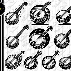 Banjo bündel svg png jpeg eps dxf bündeln Kontur Clipart Cricut Vektor kommerzielle Nutzung benutzerdefinierte Banjo bündeln Musik bündeln Vektor Banjo svg