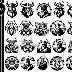 vikings bundle svg png jpeg eps dxf bundle silhouette cricut commercial use custom vikings warriors head fighter silhouette vector svg
