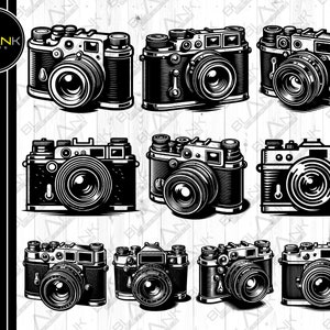 Paket med vintagekameror (svg, png, jpg, eps, dxf) (digital nedladdning)